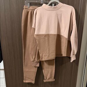 Kids Two-Tone Pajama Set in Soft Brown